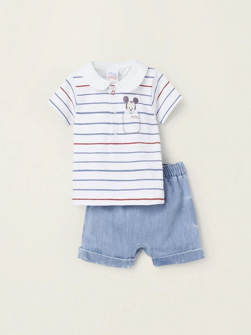 T Shirt + Short pour Nouveau Né 'Mickey' MICKEY Blanc