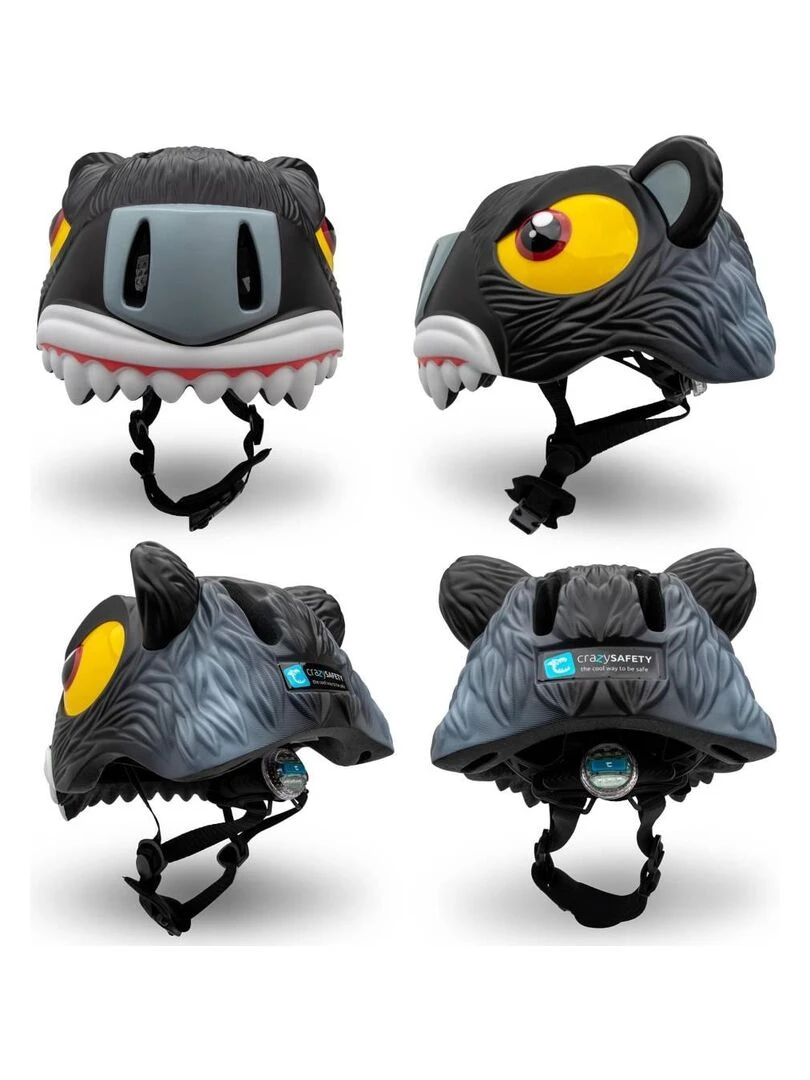 Casque de Vélo pour enfants   Panthère Noire   Crazy Safety   Certifié EN1078   Noir Noir