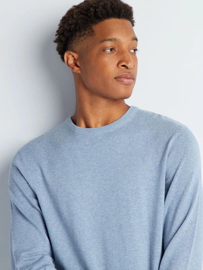 Pull uni à col rond +1m90   Bleu