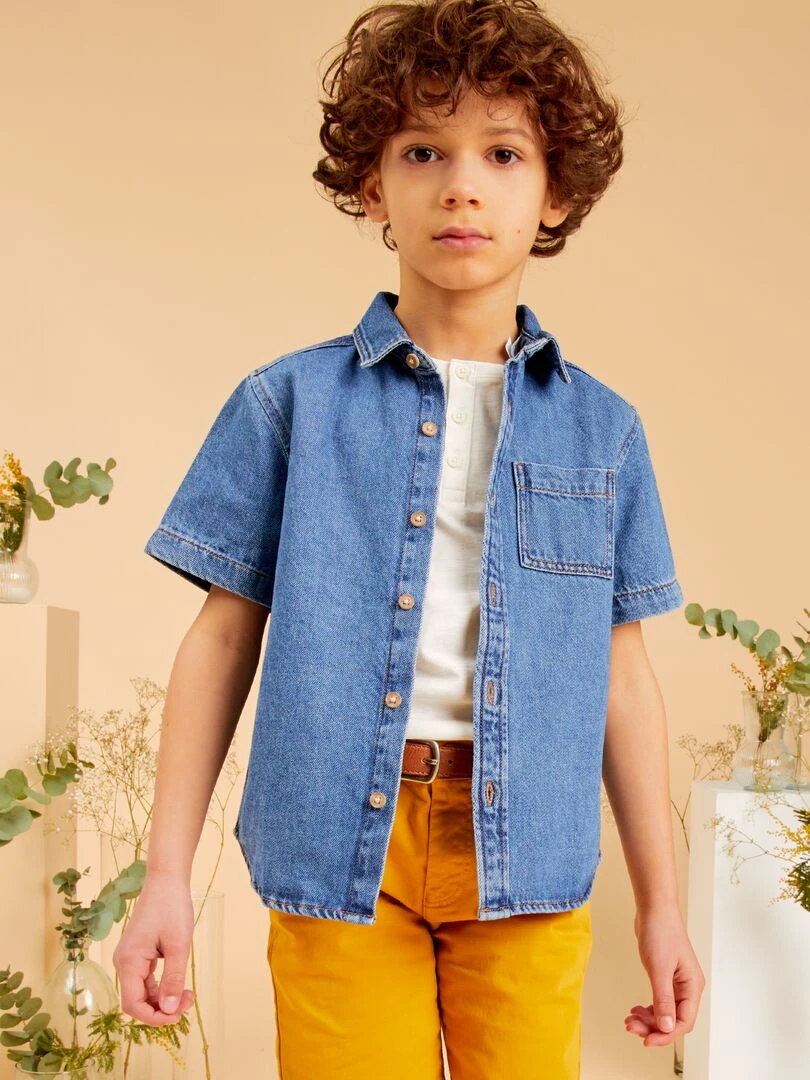 Chemise en jean à manches courtes Bleu