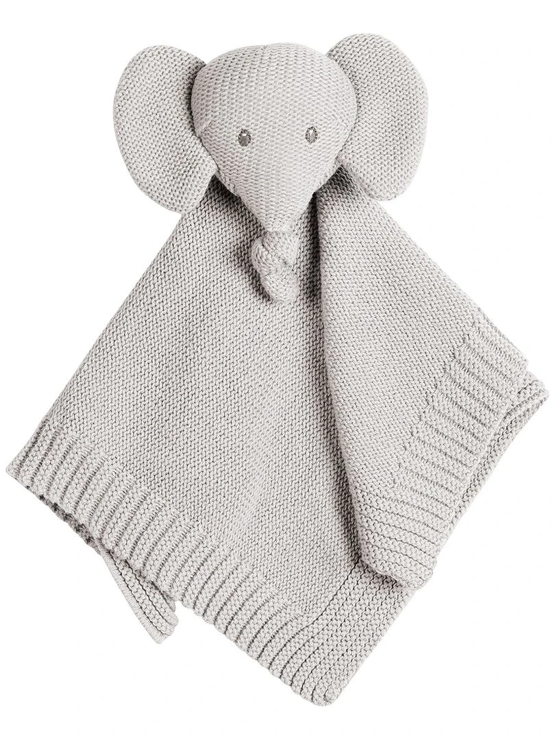 Doudou plat en tricot Tembo l'éléphant gris N/A