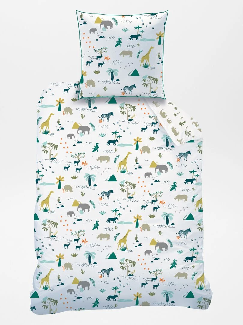 Parure de lit 1 personne réversible   Blanc