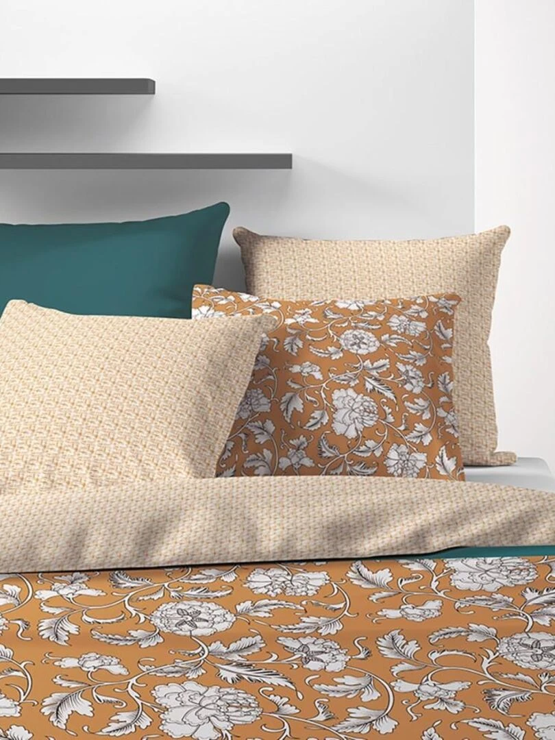 Housse de couette Loni + taie(s) coton 57 fils Jaune