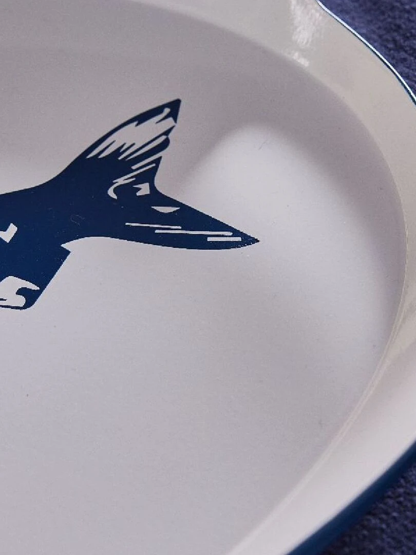 Plateau rond poisson en métal Blanc