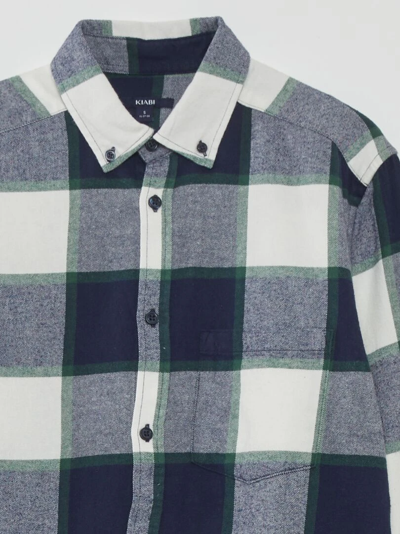 Chemise en flanelle à carreaux Vert/blanc