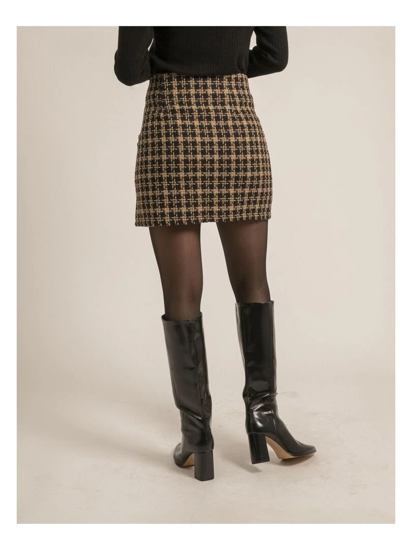 Jupe courte motifs XORINA Marron