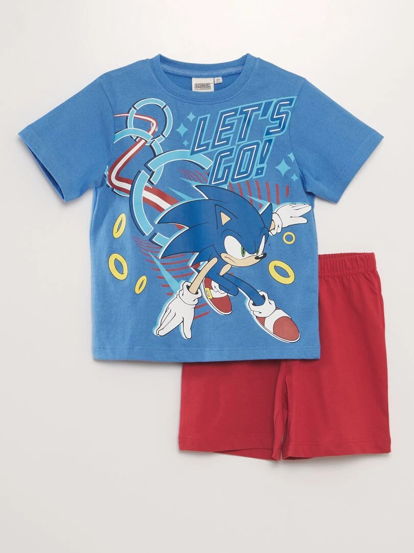Pyjama short 'Sonic' 2 pièces Bleu/rouge