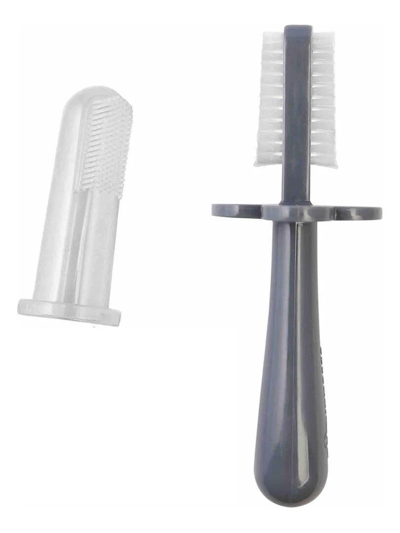 Brosse à dents bébé ergonomique double face Gris
