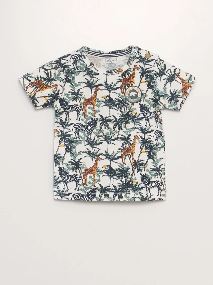 Ensemble t shirt + short fantaisie   2 pièces   Vert