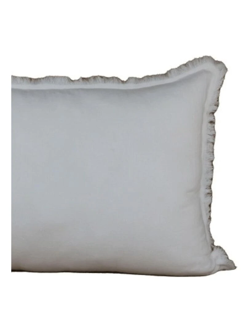 Coussin à franges en coton Blanc