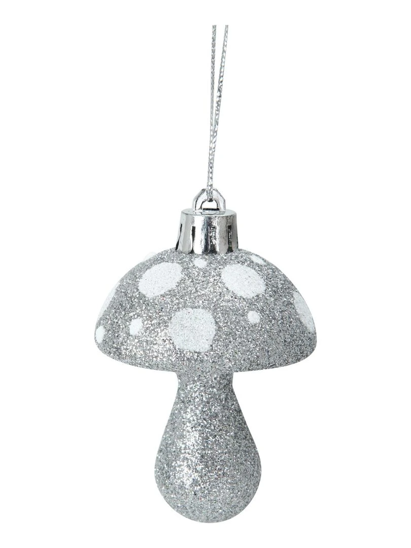 Set de 4 suspensions champignon de noel Argent