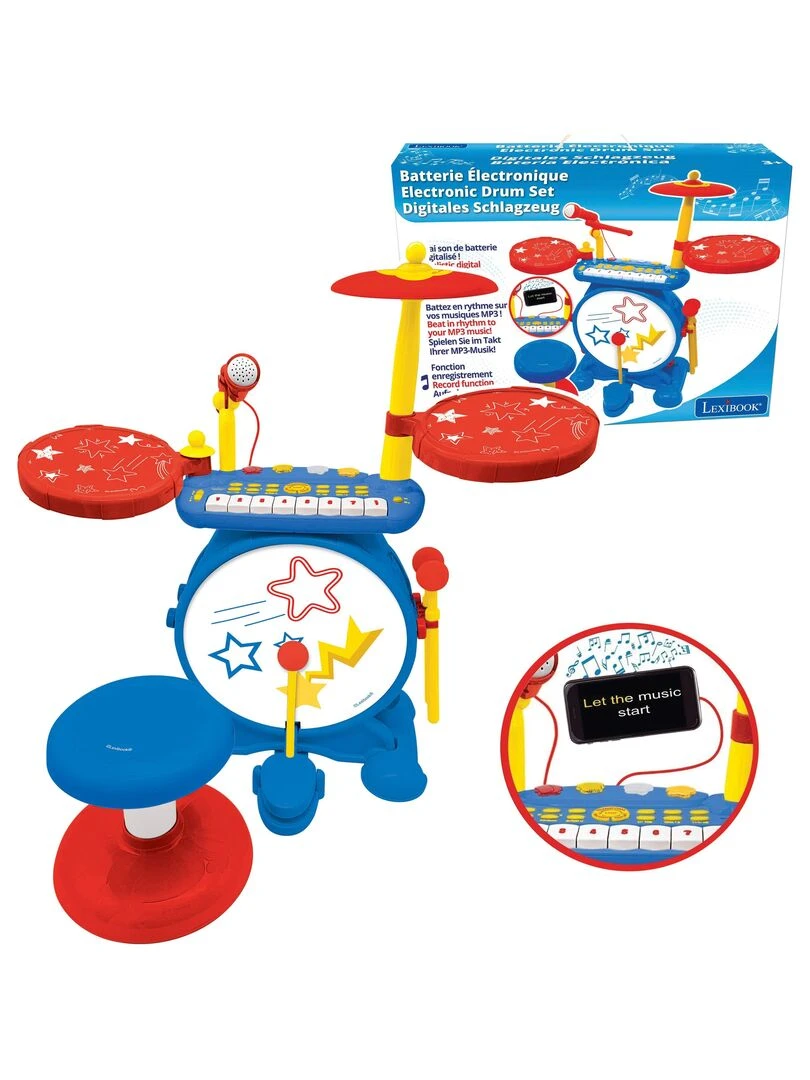Batterie Lumineuse Complète Avec Clavier Cymbales Et Tabouret N/A