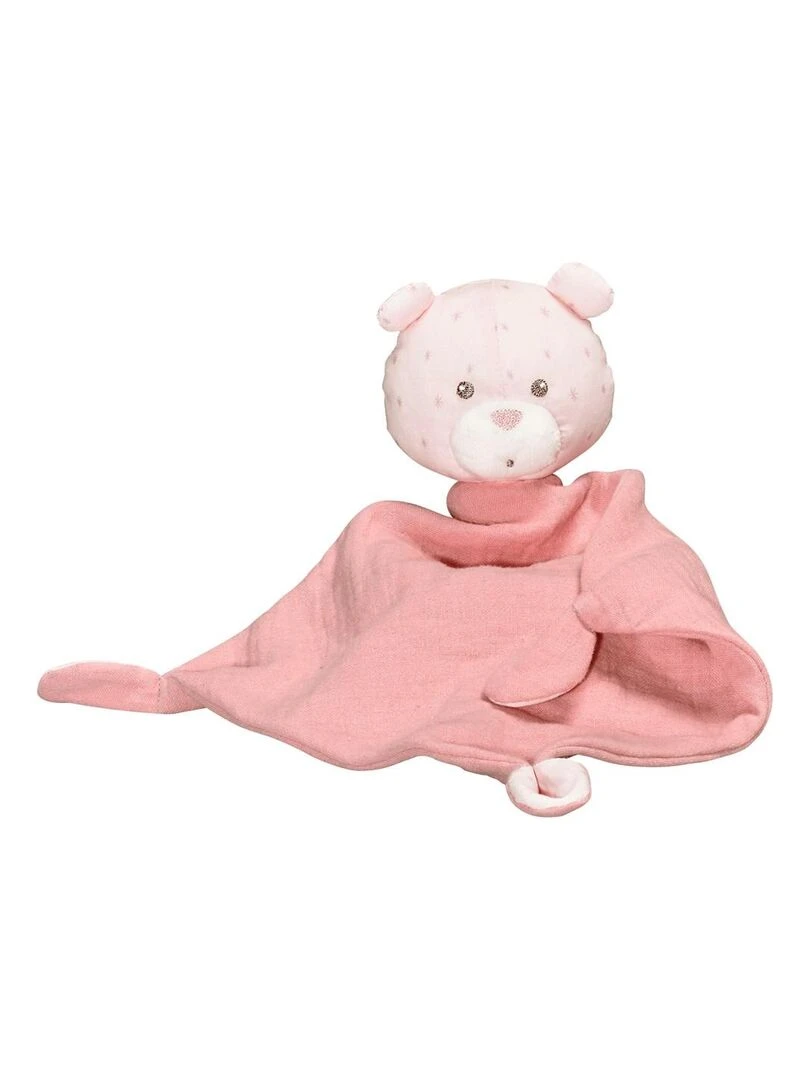 Doudou mouchoir en coton SAUTHON Rose