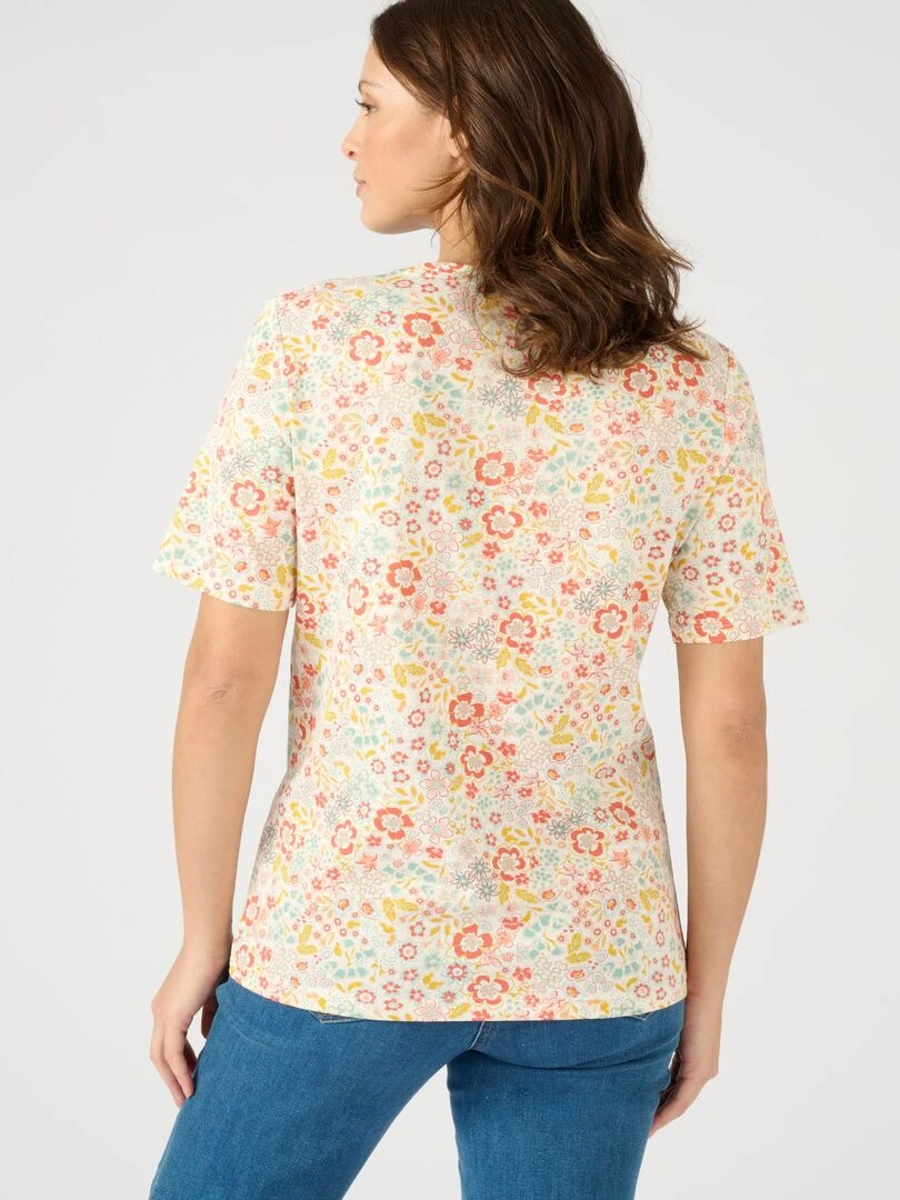 Tee shirt imprimé manches courtes.   Damart   Beige