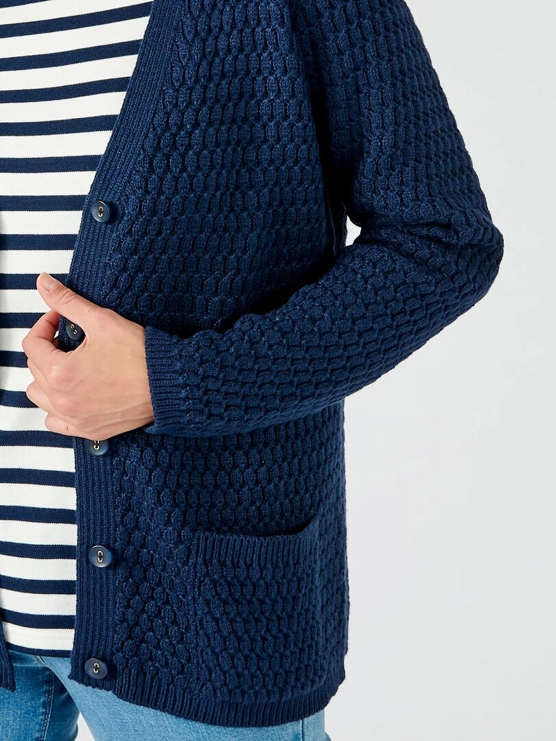 Gilet maille fantaisie Damart Bleu marine