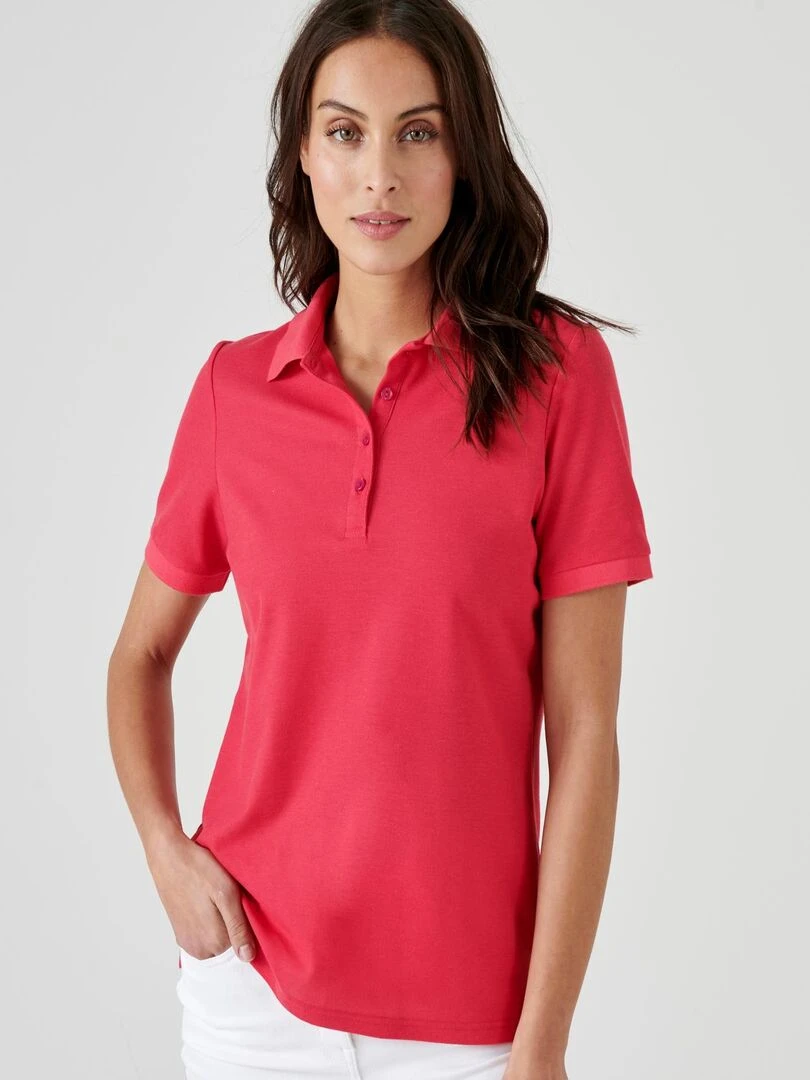 Polo maille piquée Damart Rose framboise