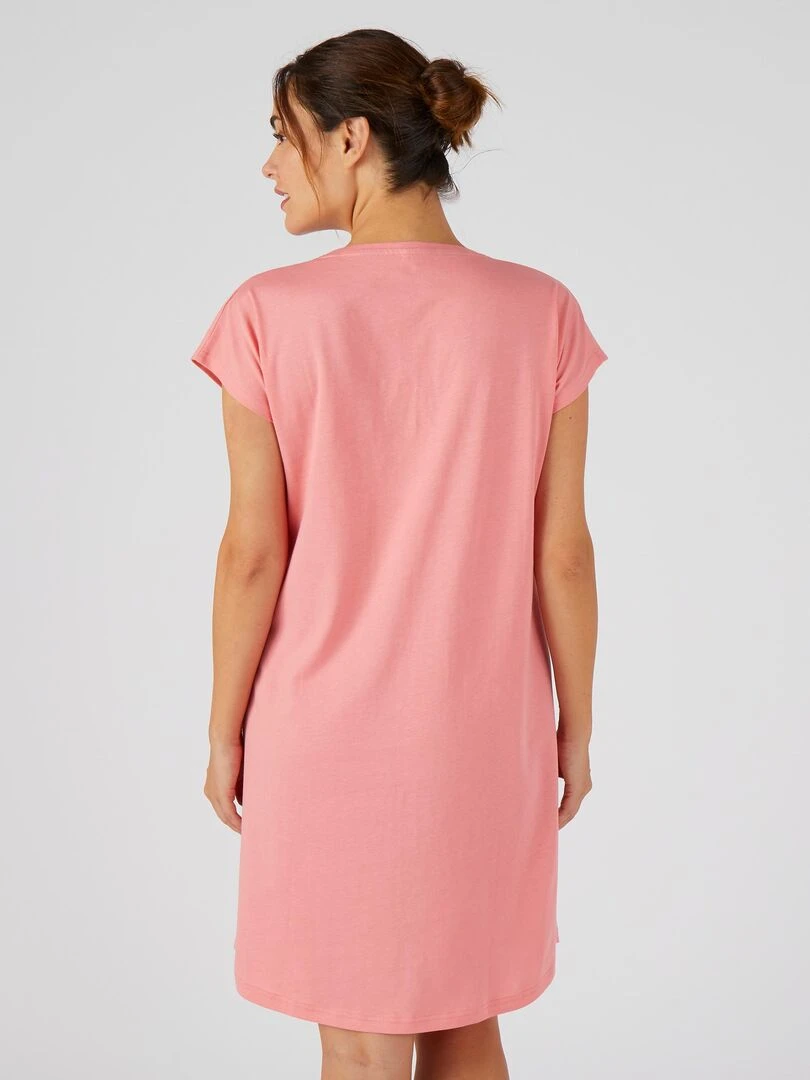 Chemise de nuit en pur coton peigné   Damart   Rose fushia