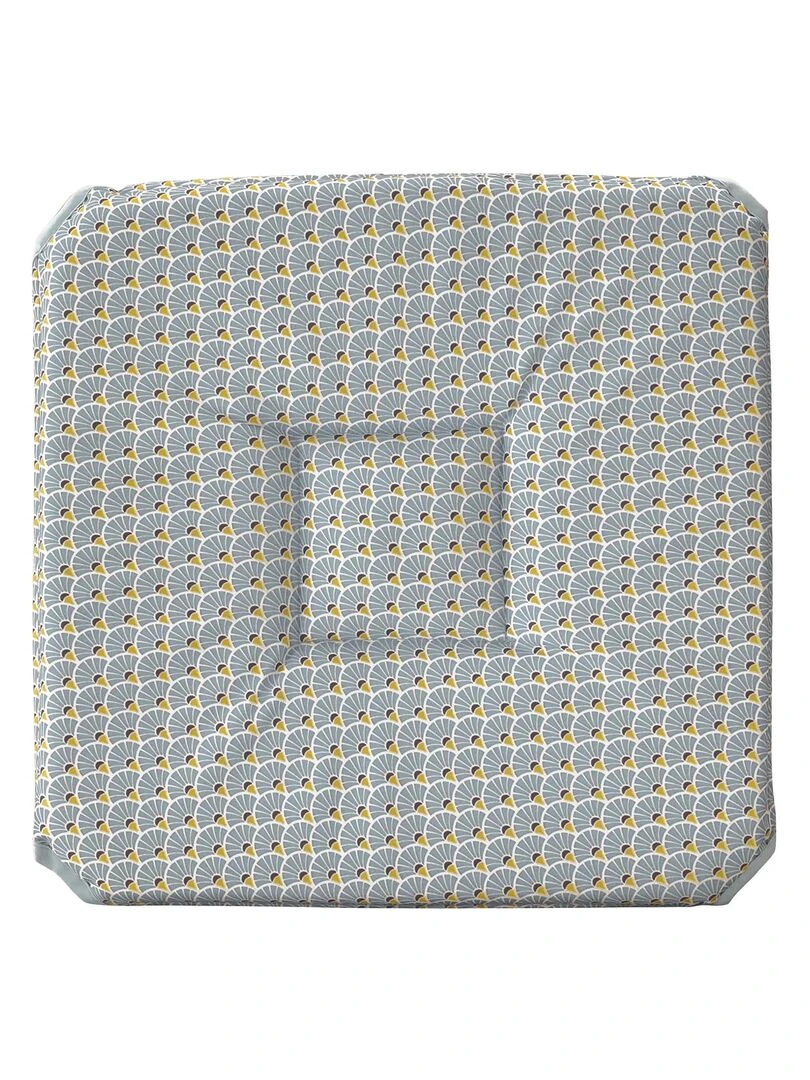 Galette de chaise anti taches à rabats Paon gris Gris