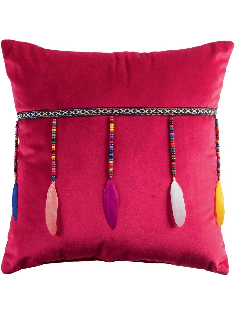 Coussin Velours Pampilles Collection Plumis Rose