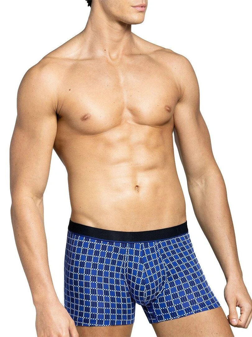 Boxer imprimé carreaux en lyocell I am Dew Bleu