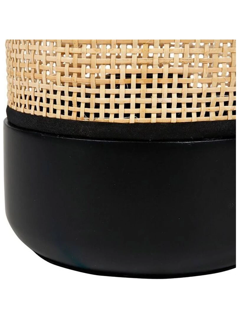 Lampe Typha base bois noir abat jour rotin   Noir