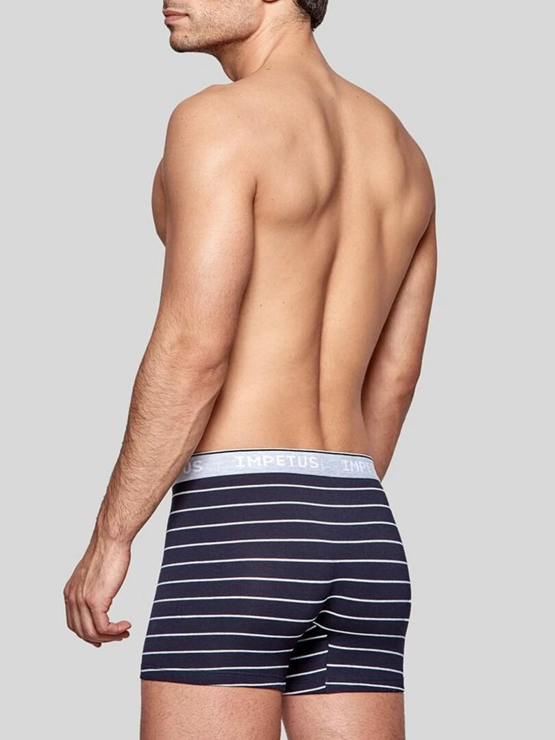 Boxer rayé en coton bio Cotton Organic   Bleu