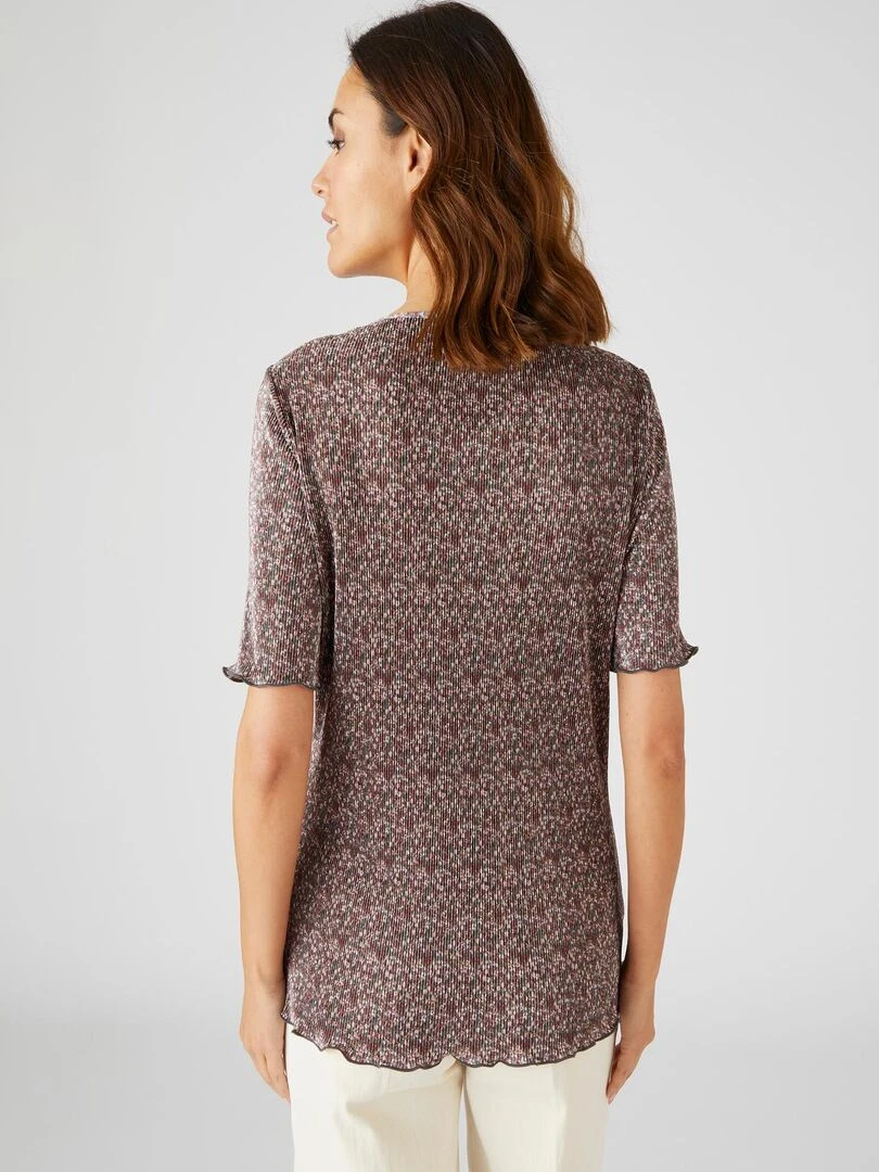 Top en maille plissée manches courtes   Damart   Gris