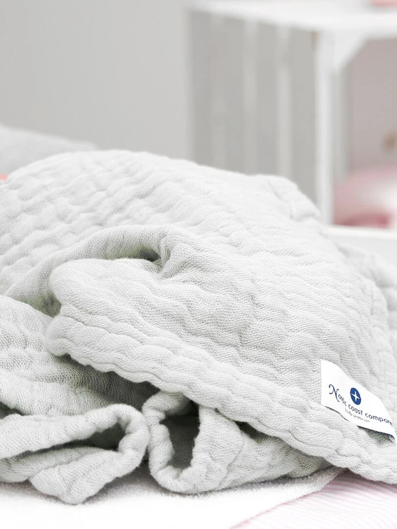 Couverture mousseline bebe en coton 80 x 80 cm   Gris