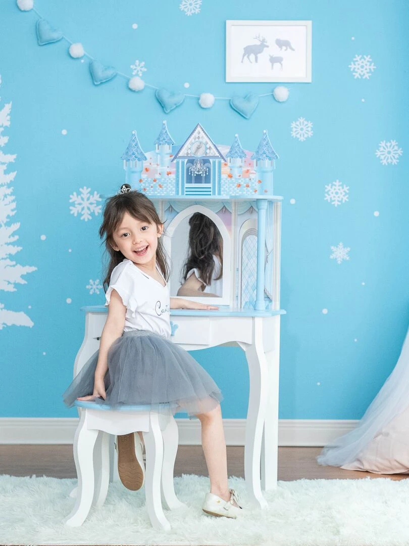 Coiffeuse enfant avec tabouret Château de rêve fille princesse bleu Fantasy Fields Teamson   Bleu