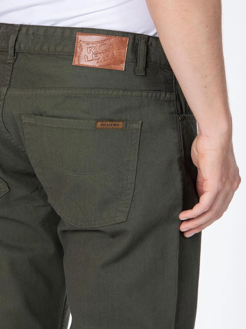 Jeans RL70 coupe droite confort coton dobby piqué léger AMAL 'Rica Lewis'   Kaki