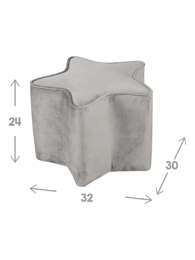 ROBA Tabouret en Forme d'Étoile pour Chambre Enfant "Lil Sofa"   en Velours Doux   Gris   Gris