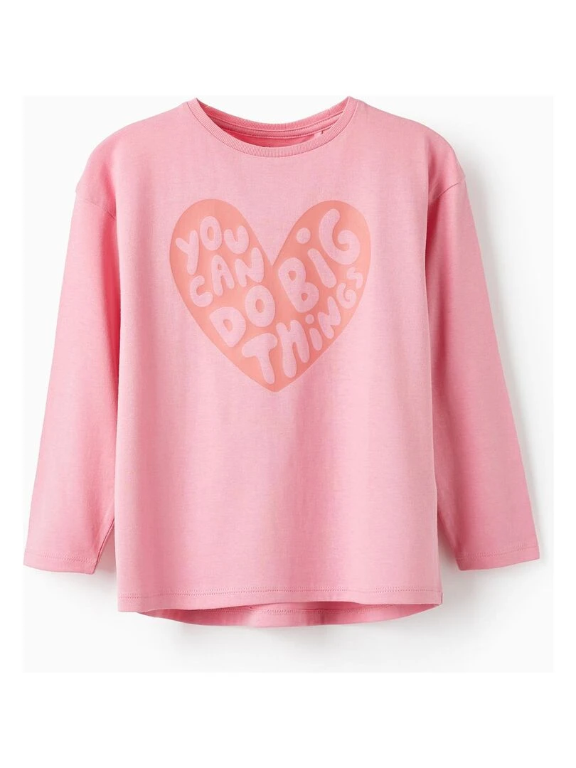 T shirt à manches longues pour fille 'You Can Do Big Things' manches longues Rose clair