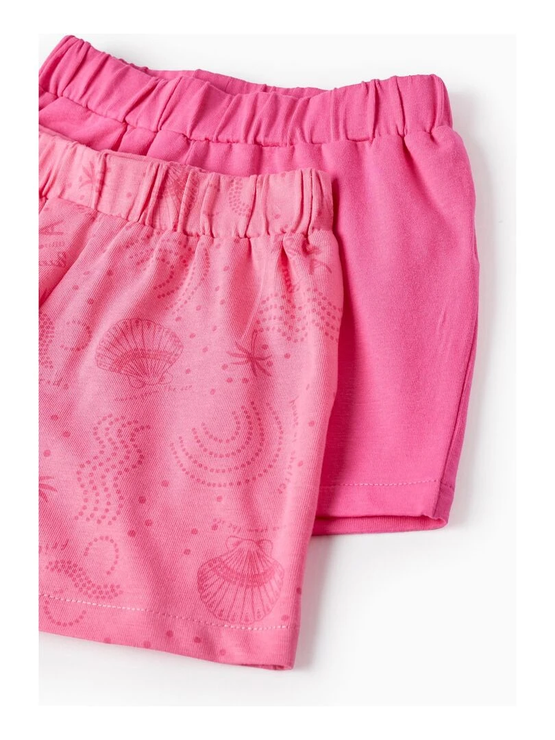 2 Short en Jersey de Coton pour Bébé Fille   Rose