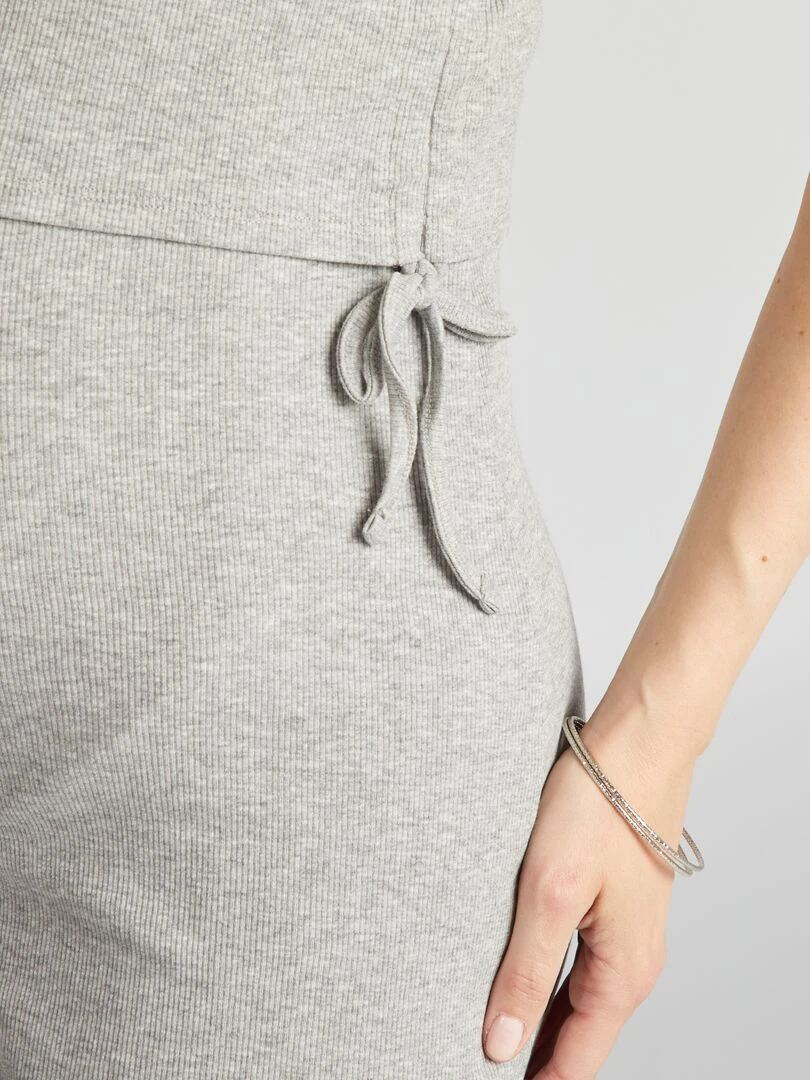 Robe courte allaitement en maille côtelée   Gris