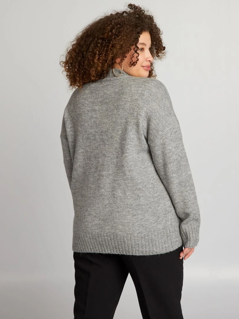 Pull col montant   Gris