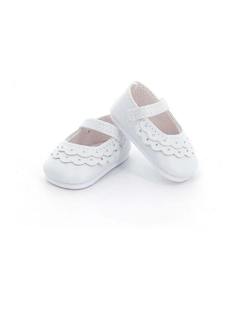 Chaussures blanches à bride avec dentelle pour poupée T39 à 48cm N/A