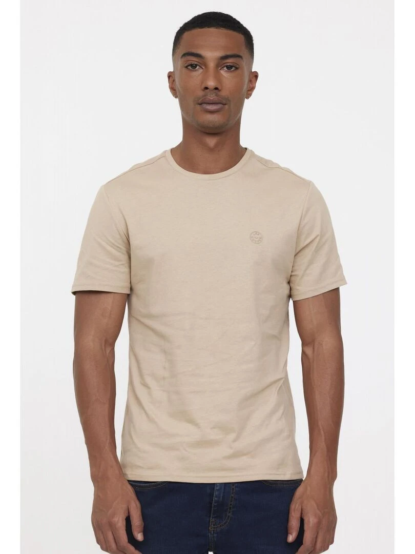 Lee Cooper T Shirt manches courtes coton regular AREO Beige argile
