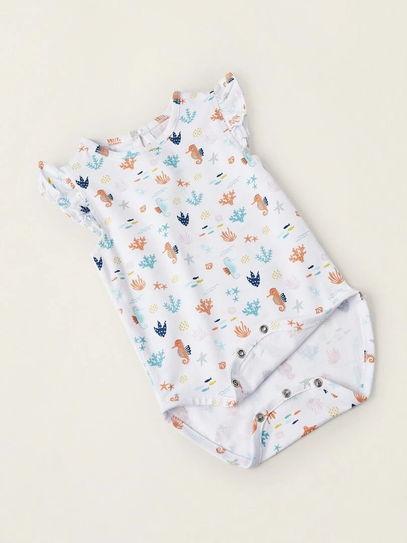 Robe + Bodies pour Nouveau Né 'Coral Reef'  NATURE TAKEOVER   Blanc