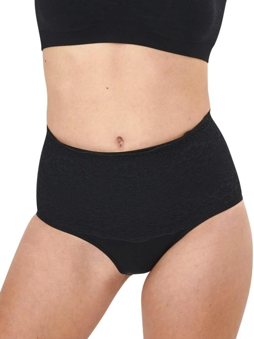Culotte ceinture minceur en dentelle So'Slim pour femme Noir