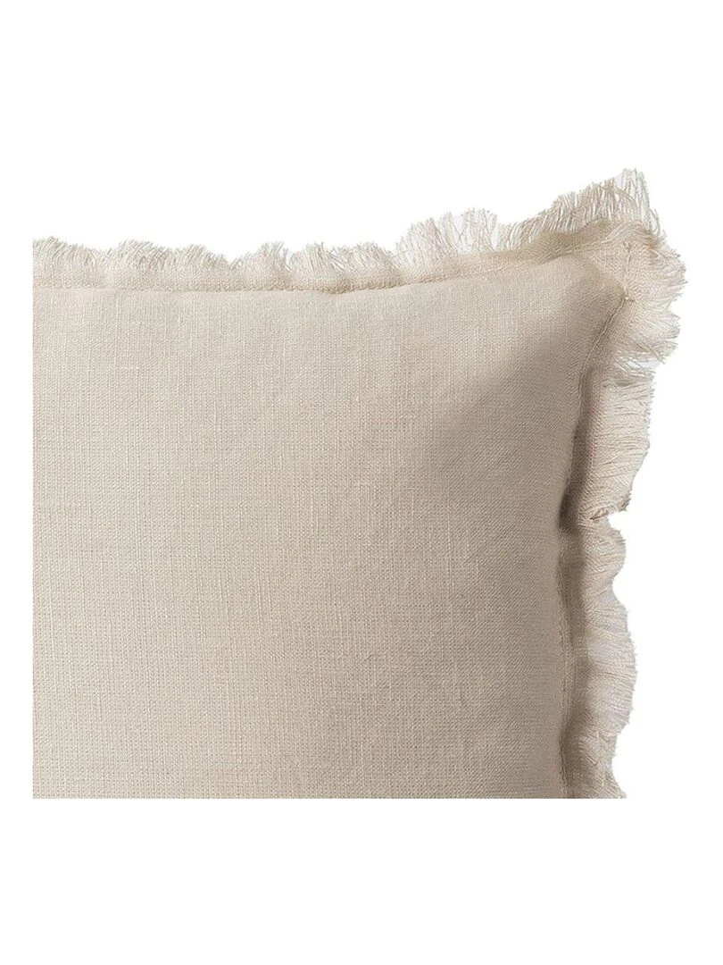 Coussin en lin bords effilés 'Deko&co' Grège