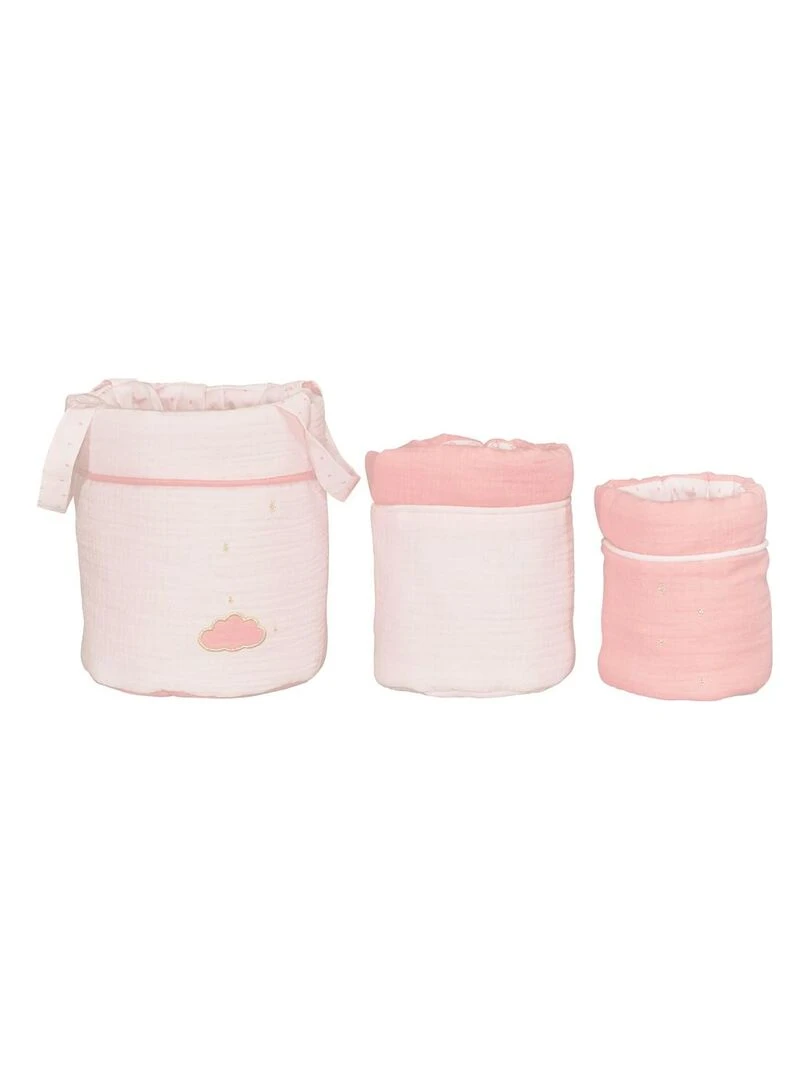 Lot de 3 paniers de rangement en coton SAUTHON Rose