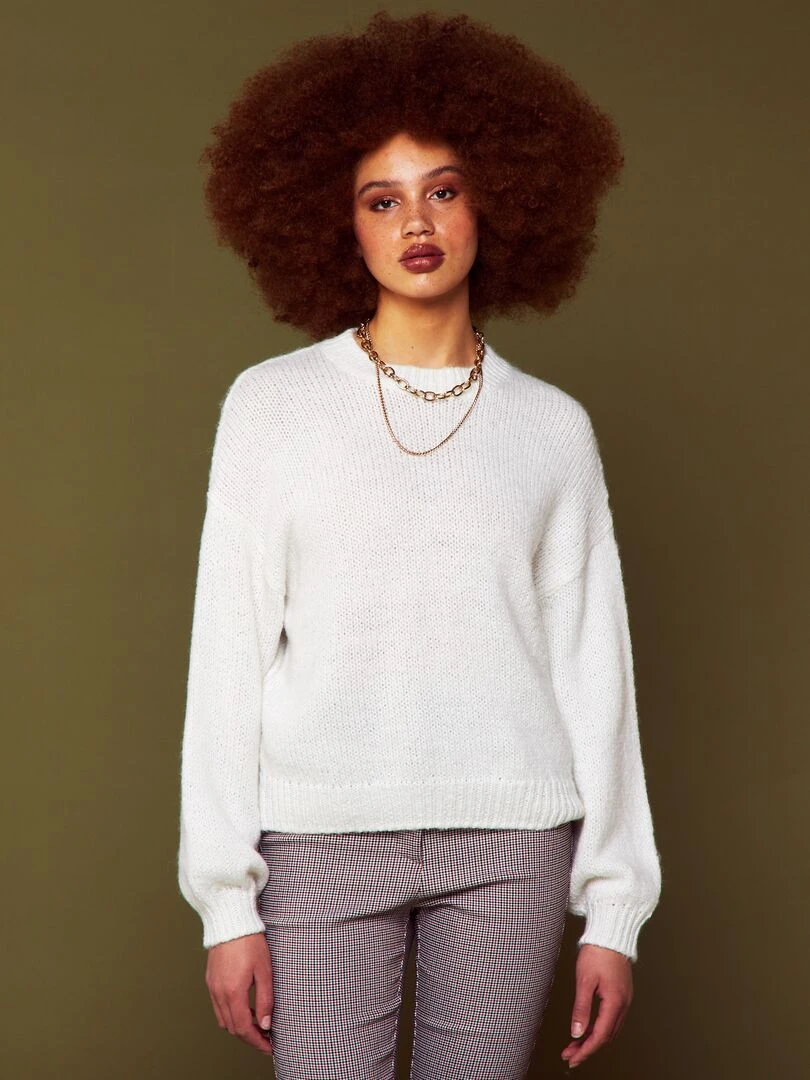 Pull court en maille   Blanc