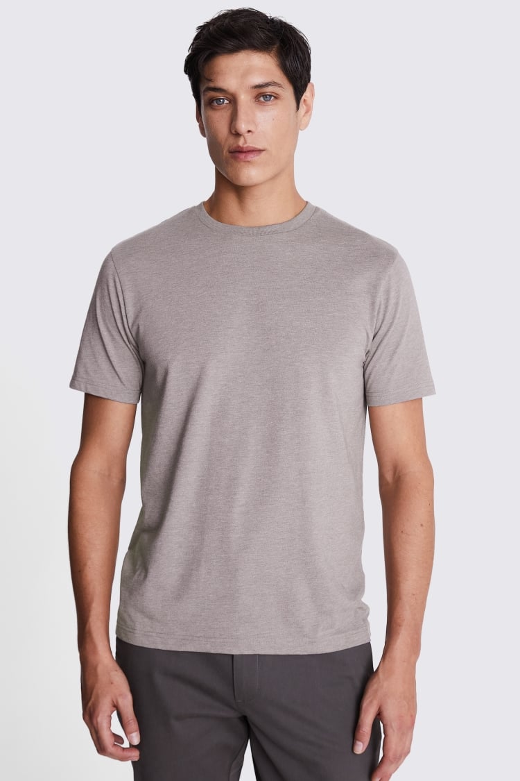 Taupe Melange Crew-Neck T-Shirt Buy Online at Moss