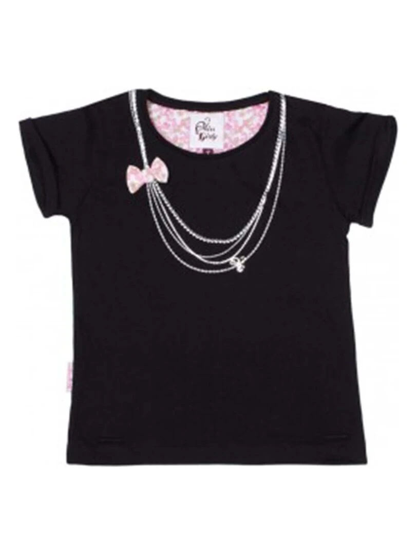 T shirt manches courtes fille FABETTY MISS GIRLY Noir Noir