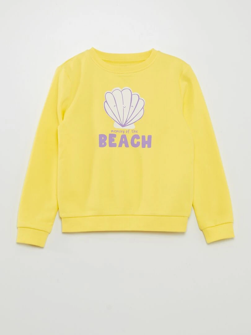 Sweat en molleton imprimé fantaisie Jaune