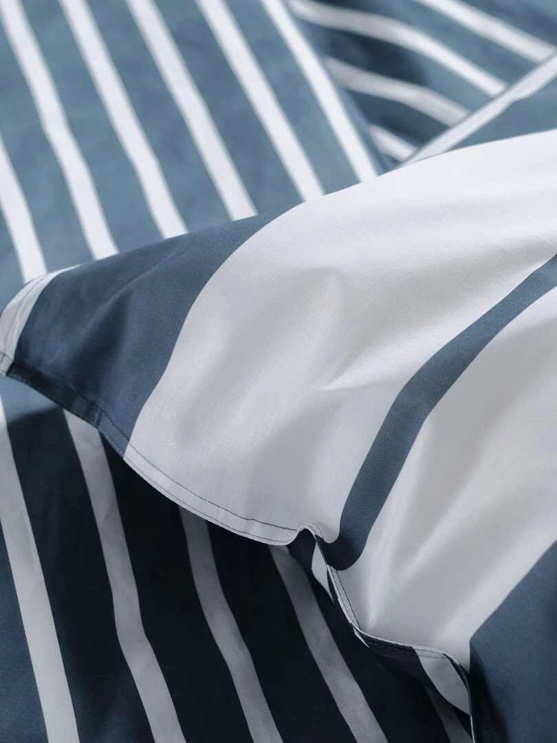 Parure de lit 'rayée' 2 personnes Bleu