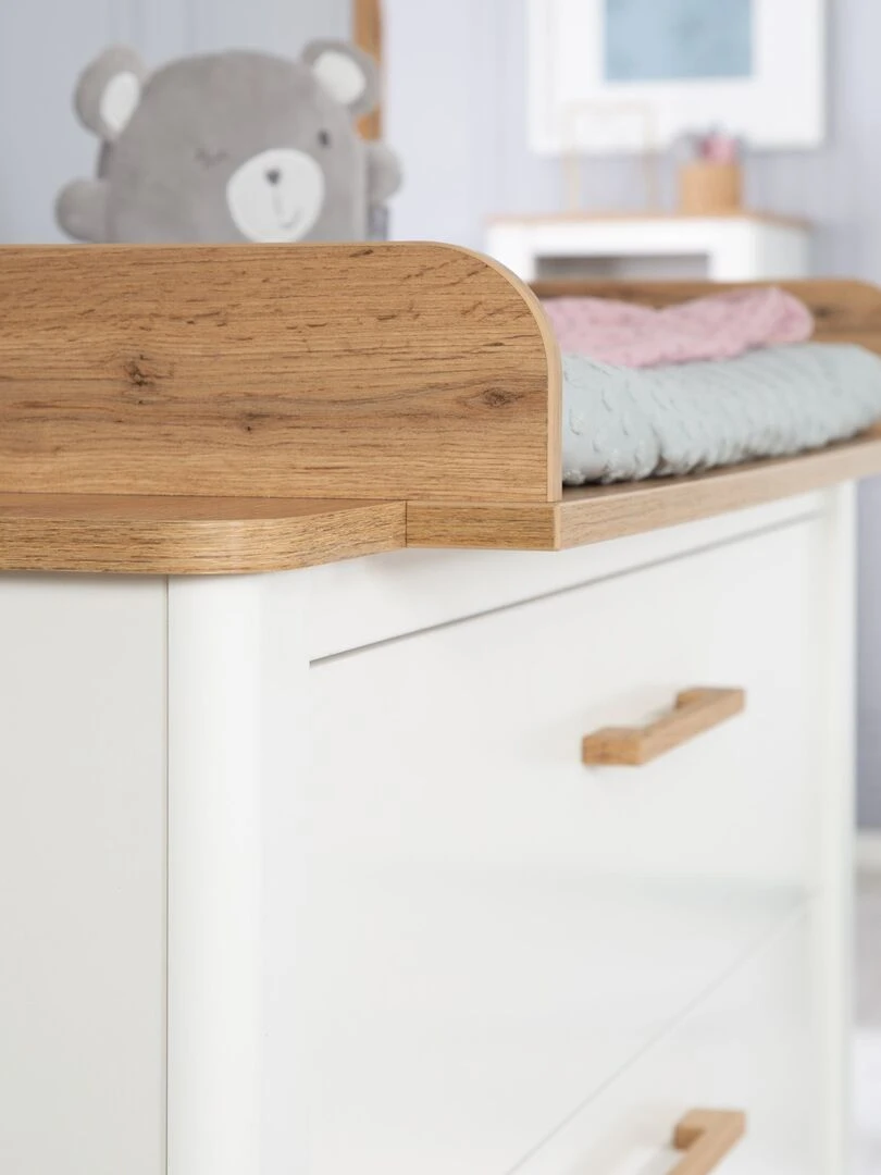 ROBA Commode à Langer "Ava" avec Plan à Langer Amovible Blanc/ Chêne artisan Hauteur 90 5 cm Blanc