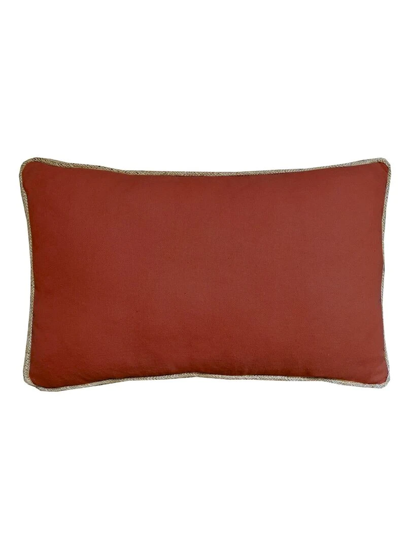 Coussin en coton recyclé avec piping jute 'Deko&co' Rouge foncé