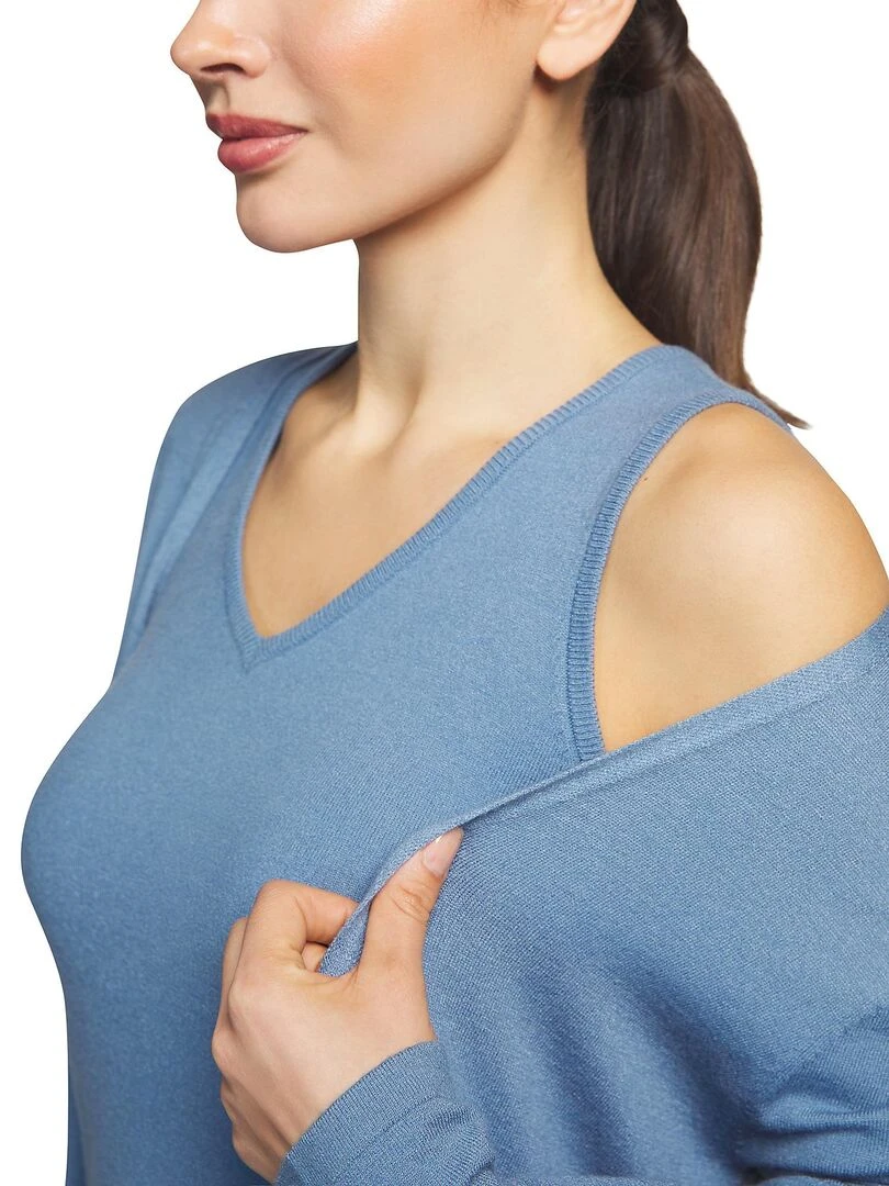 Tenue 3 pièces détente et intérieur pyjama pantalon top veste Tricot   Bleu