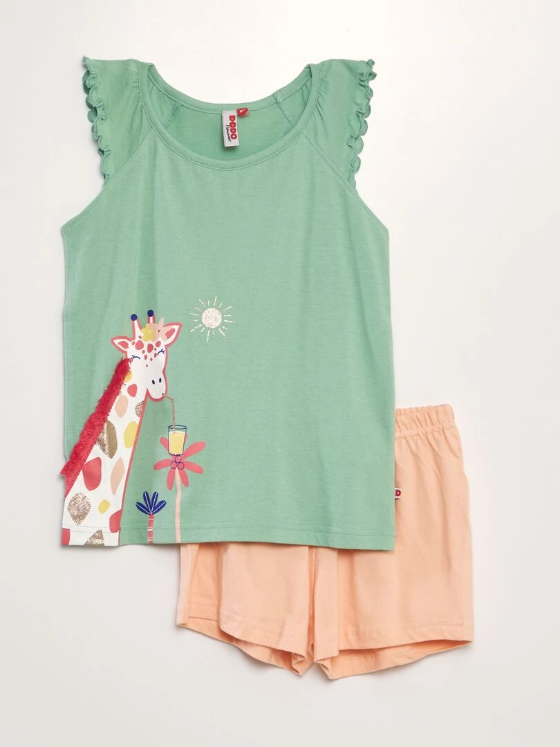 Pyjama court débardeur + short 2 pièces Bleu